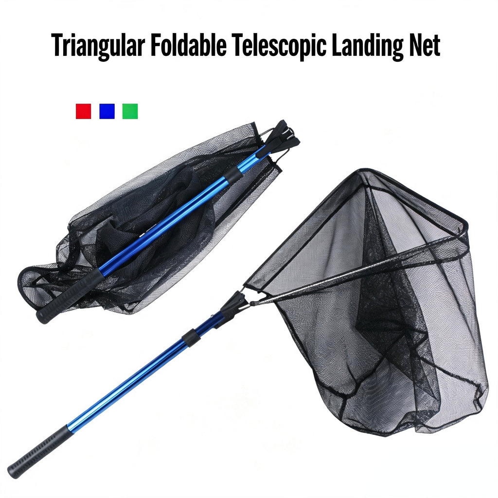Portable Folding Fishing Net - Aluminum Alloy Triangle Landing Net with Telescopic Pole