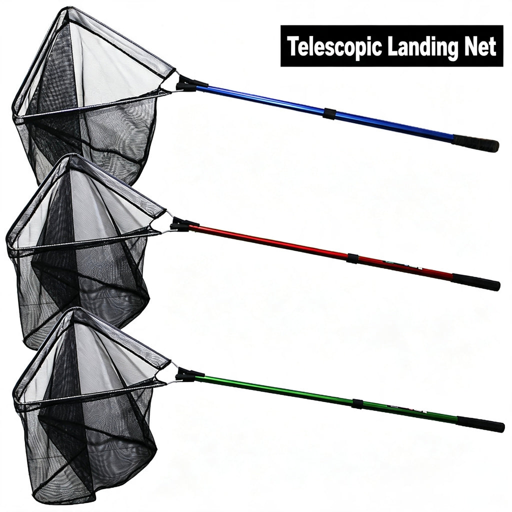 Portable Folding Fishing Net - Aluminum Alloy Triangle Landing Net with Telescopic Pole