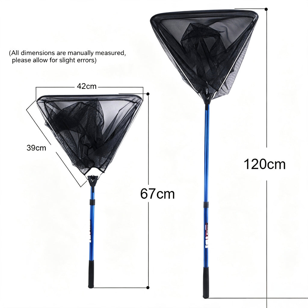 Portable Folding Fishing Net - Aluminum Alloy Triangle Landing Net with Telescopic Pole