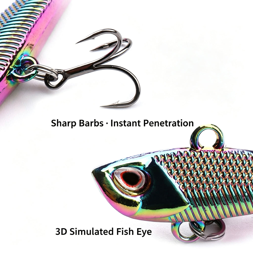 3-Piece Hook Set，Zinc Alloy VIB Treble Hook Bearing Swivel Spoon Composite Bait