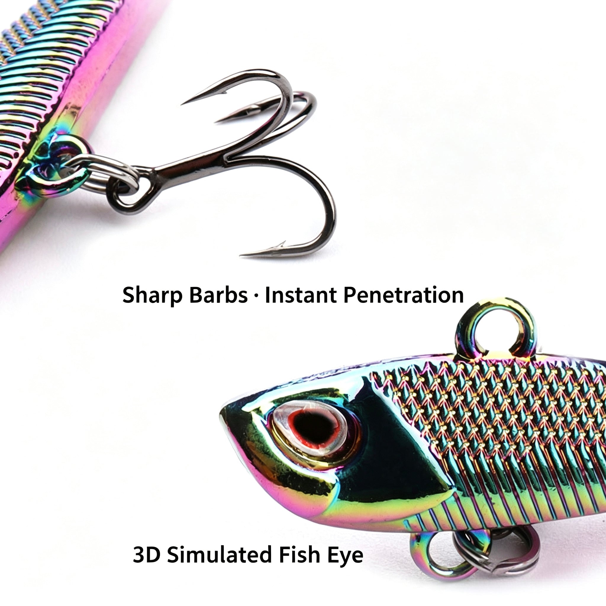 3-Piece Hook Set，Zinc Alloy VIB Treble Hook Bearing Swivel Spoon Composite Bait