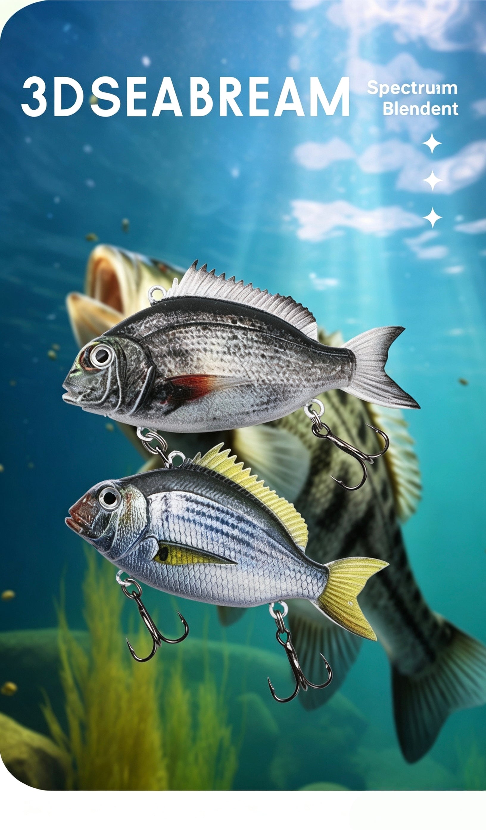 3D-Printed Seabream VIB Hard Lure Realistic Painted Bionic Fishing Lure