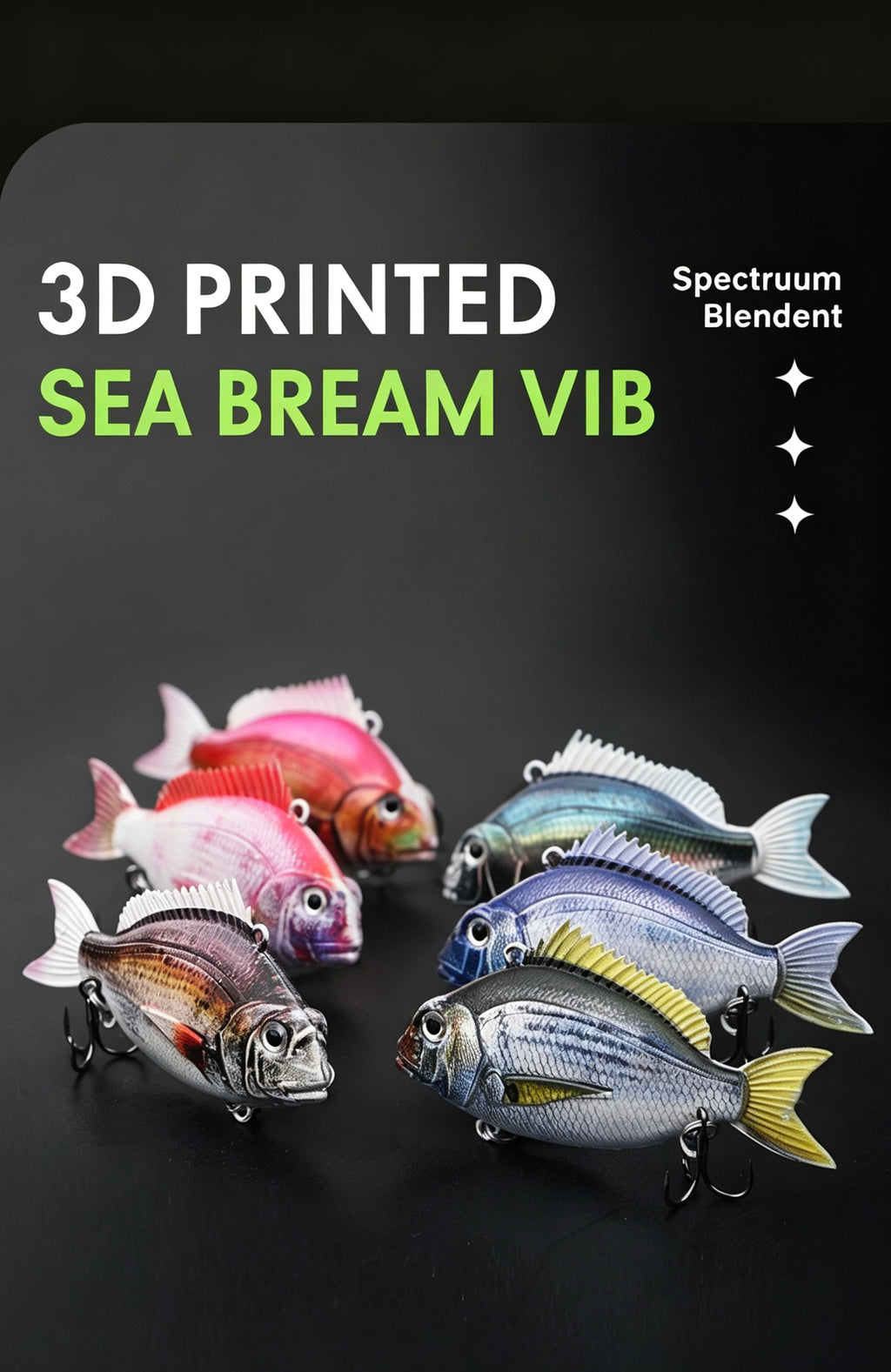 3D-Printed Seabream VIB Hard Lure Realistic Painted Bionic Fishing Lure