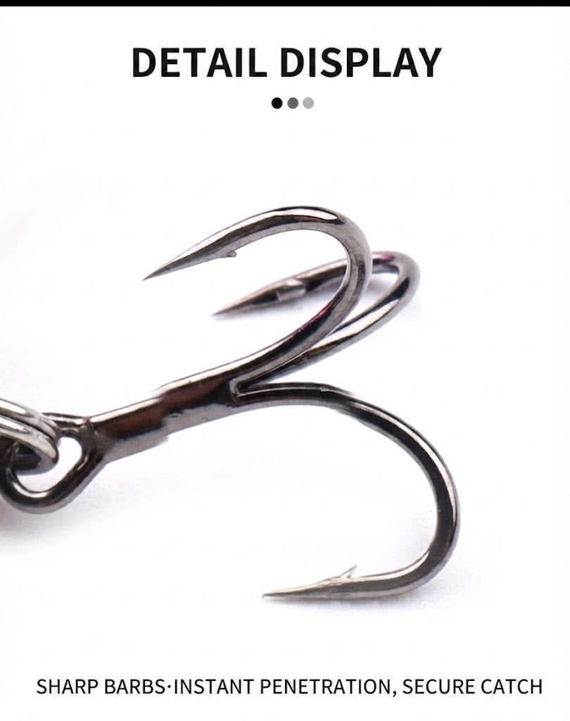 3-Piece Hook Set，Zinc Alloy VIB Treble Hook Bearing Swivel Spoon Composite Bait
