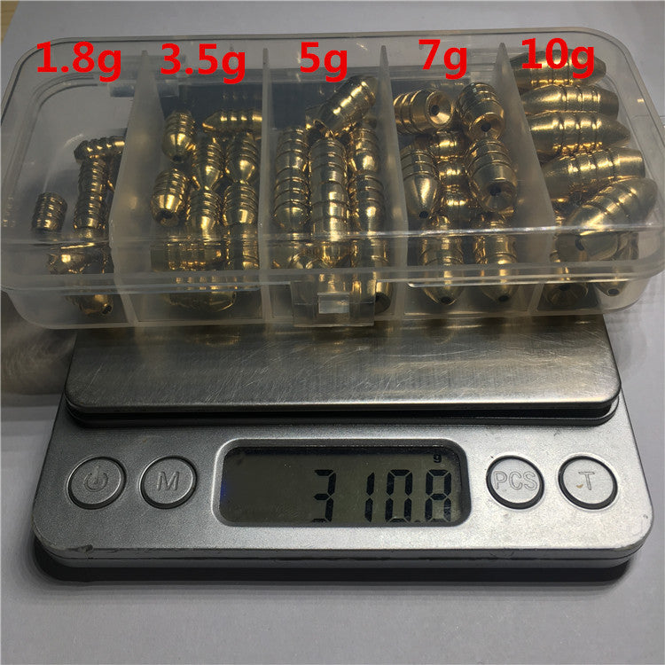 51-Piece Threaded Bullet Copper Weight Set, Texas Rig Lure Fishing Accessories Kit