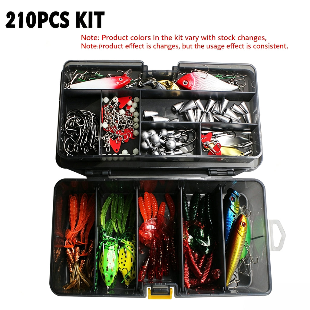 Fishing Lure Set with Double-Sided Tackle Box – Soft Lures, Hard Baits, Hooks & Terminal Tackle Combo