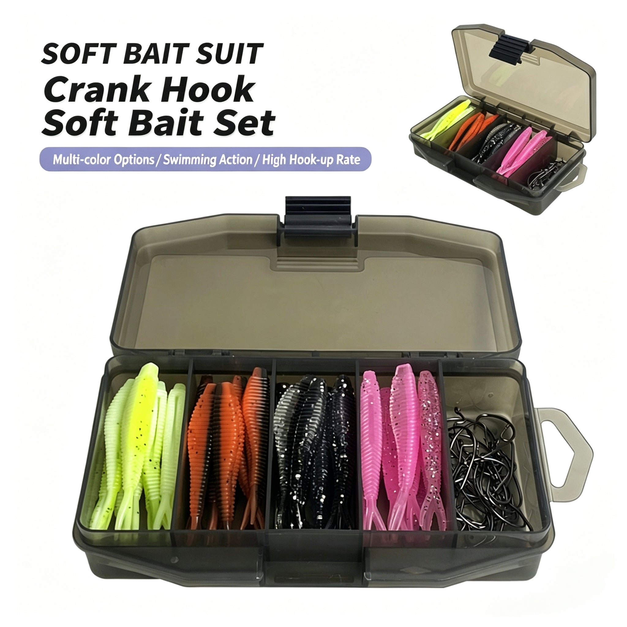 61pcs Soft Plastic Worm Lure Set – Bass & Predator Fishing Australia