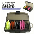 61pcs Soft Fishing Lure Set, Artificial Plastic Worms with Offset Hooks in Tackle Box