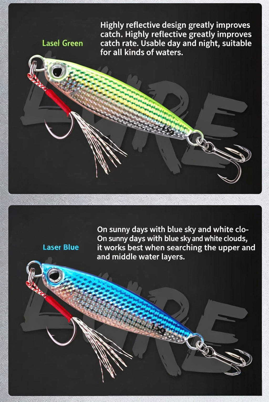 10-Pack Metal Jig Fishing Lure Kit - All-Water Artificial Bait for Freshwater & Saltwater - Perfect for Bass, Trout, and Predator Fish