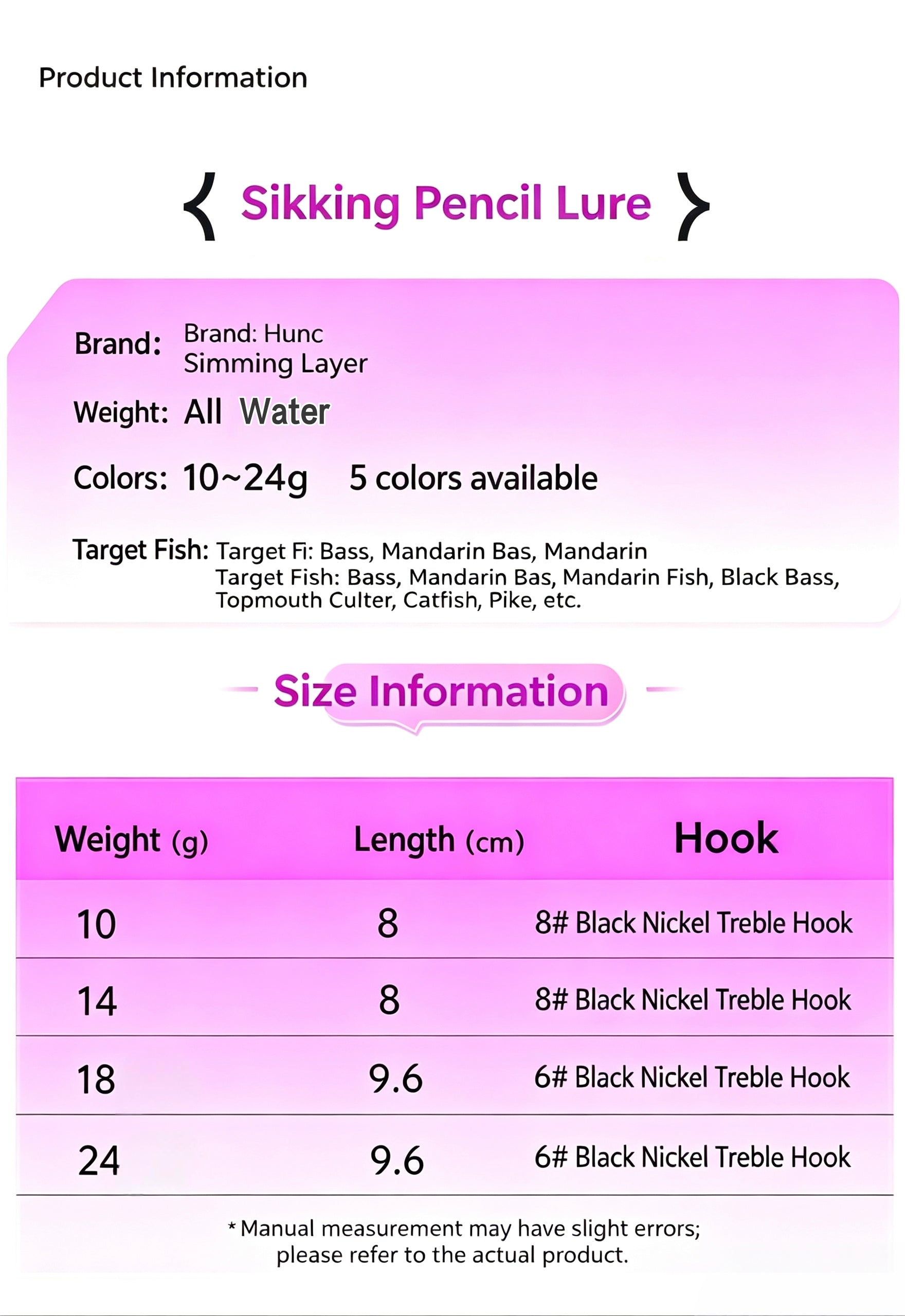 Slow Sinking Pencil Fishing Lure for Long Distance Casting – Hard Bait for Sea Bass