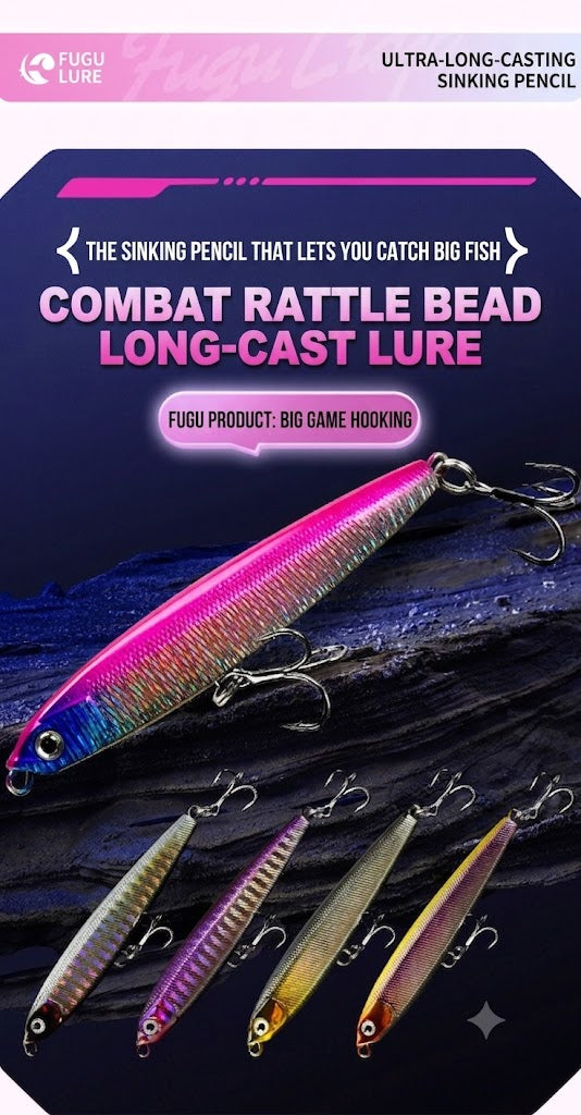 Slow Sinking Pencil Fishing Lure for Long Distance Casting – Hard Bait for Sea Bass