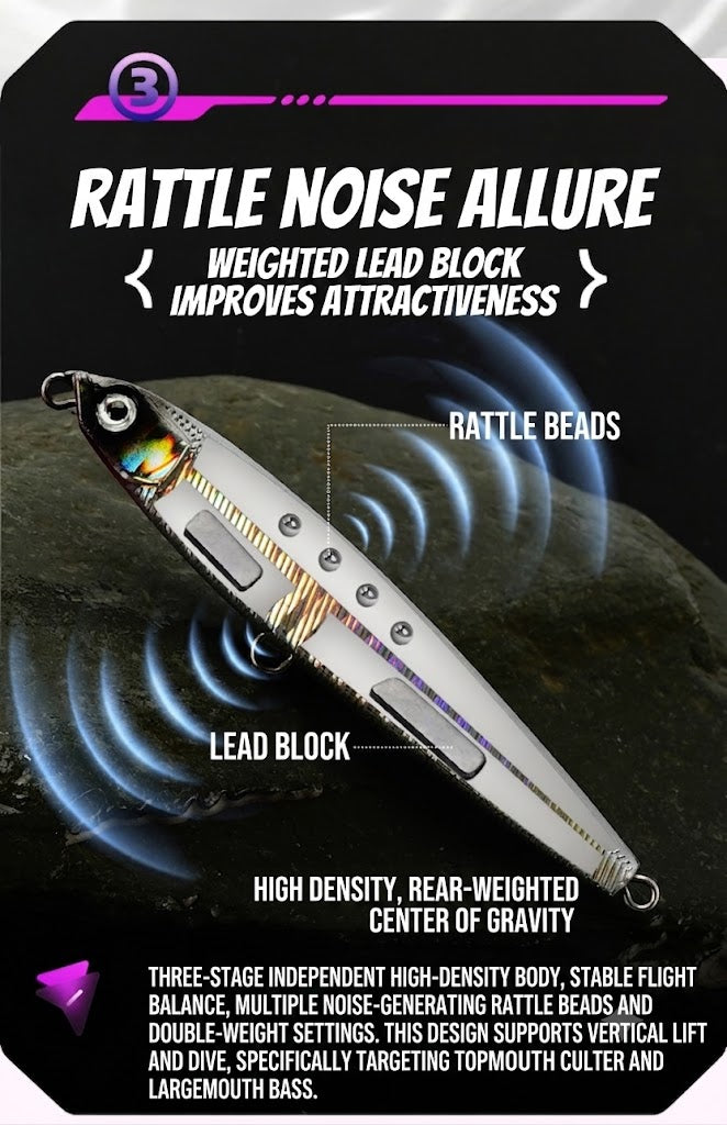 Slow Sinking Pencil Fishing Lure for Long Distance Casting – Hard Bait for Sea Bass