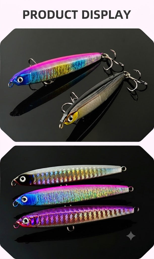 Slow Sinking Pencil Fishing Lure for Long Distance Casting – Hard Bait for Sea Bass
