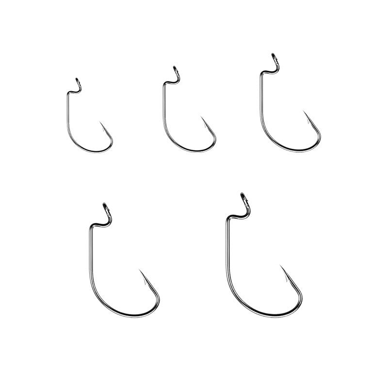 Fishing Hook Set - 51 Pcs Offset Worm Hooks in Small 5-Compartment Box, Wide Gap Bass Hooks for Soft Baits