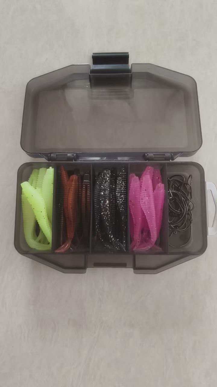 61pcs Soft Fishing Lure Set,  in Tackle Box